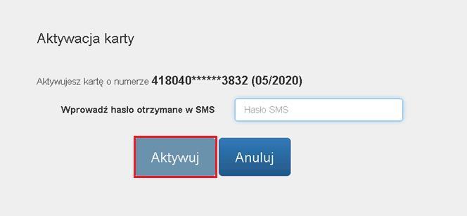 Rysunek 22 W przypadku błędnie wprowadzonego hasła SMS, zostaniesz o tym poinformowany komunikatem