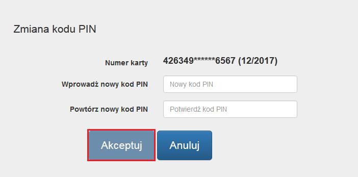 Rysunek 35 Portal weryfikuje czy nowy kod PIN spełnia kryteria bezpieczeństwa (analogicznie jak w przypadku zmiany kodu PIN w bankomacie).