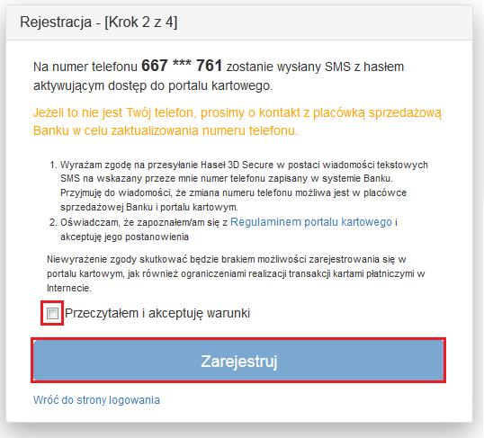 Rysunek 3 W 3-cim kroku rejestracji (Rysunek 4) wprowadź numer PESEL lub numer identyfikacyjny (w przypadku nierezydentów) uzyskany od pracownika placówki sprzedażowej Banku oraz hasło