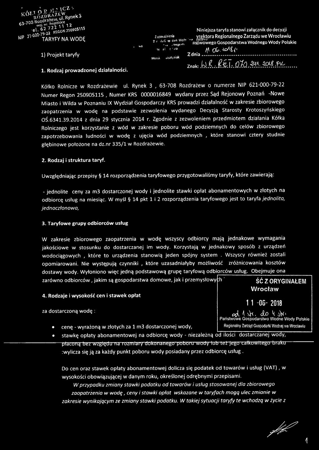Znak:.~. ~.:. g-fi.t..qha, ~~ ~.~t p.~7.... I Kółko Rolnicze w Rozdrażewie ul.