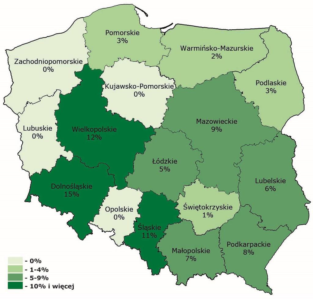w gospodarstwach prowadzących rachunkowość w 2016 roku W celu zbadania stopnia uczestnictwa w badaniu w poszczególnych województwach obliczono udział rolników odmawiających udzielenia odpowiedzi w
