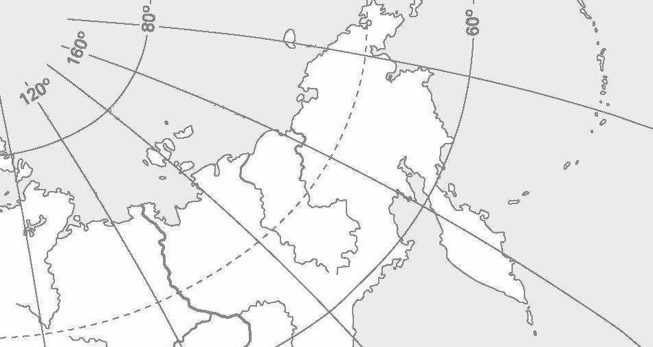 16. Na mapie konturowej Azji północno-wschodniej zamieszczonej poniżej zaznacz odpowiednimi literami nazwy pasm górskich nazwanych na cześć trzech, spośród czterech wymienionych badaczy.