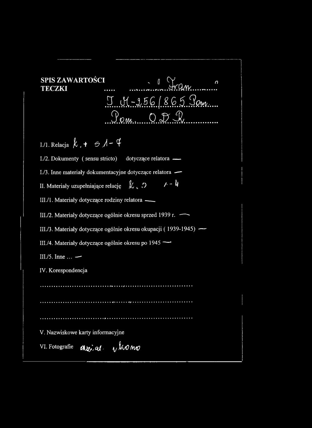 Materiały dotyczące ogólnie okresu sprzed 1939 r. ----- - III./3.