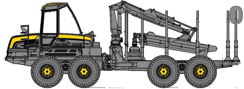 WYMIARY Ciężar minimalny: 22 000 kg Ciężar średni: 22 800 kg Długość: 10 150 11 060 mm + przedłużka 700mm Szerokość: 2 990 3 300 mm Wysokość: 3 990 mm Prześwit: 800 mm Kąt skrętu: ± 44 ŻURAW Model: