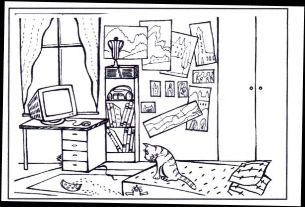 Zadanie 1. (2 p.) Przeczytaj uważnie, co mówi Patrick o swoim pokoju i porównaj jego wypowiedź z rysunkami A i B.