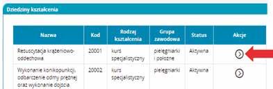 wniosek pozytywnie zweryfikowany wejdź na pole zaznaczone strzałką i rozpocznij procedurę zapisu na wybrane szkolenie według odrębnie zamieszczonej instrukcji SKŁADANIE WNIOSKÓW NA SZKOLENIA W