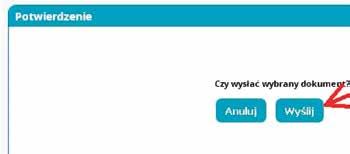 UWAGA: system upewni się czy faktycznie chcemy wysłać wniosek. Zostanie wysłane pytanie o potwierdzenie naszego działania: Należy potwierdzić wysyłanie wniosku klikając w przycisk Wyślij.