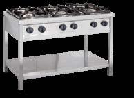 C ECO-COOK Kuchnie gazowe Wykonana ze stali nierdzewnej, solidna i odporna na korozję. Model wolnostojący z regulacją nóżek, czteropalnikowy o szerokości 800 mm.
