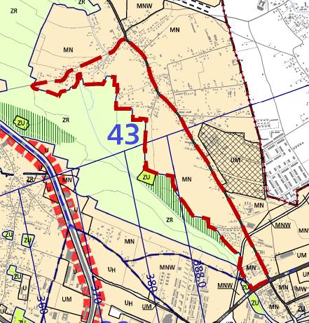 W ramach wytycznych do planów miejscowych zawartych w tomie III Studium określone zostały następujące kierunki zmian dla obszaru obejmującego analizowany obszar Tonie Zachód : Zabudowa mieszkaniowa