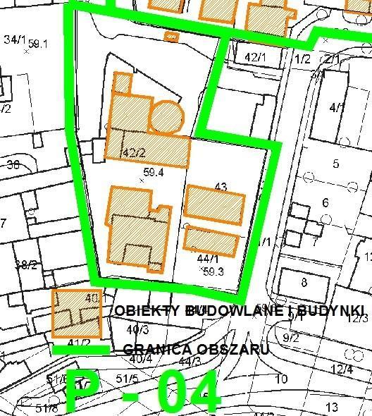 5,3943 ha powierzchnia zabudowy 2,5871 ha 47,96 % powierzchnia niezabudowana 2,8072 ha 52,04 % P 04 TEREN