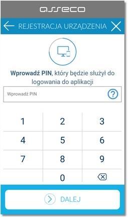 Rysunek 7 W dalszej kolejności w polu Wprowadź PIN należy wpisać własny kod PIN, który będzie służył do logowania w aplikacji, rys.8.