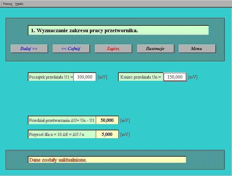 Uwaga: dokładne wyznaczenie przedziału przetwarzania jest koniecznym warunkiem uzyskania miarodajnych wyników w dalszej części ćwiczenia, tak więc punkt ten należy wykonać z należytą starannością