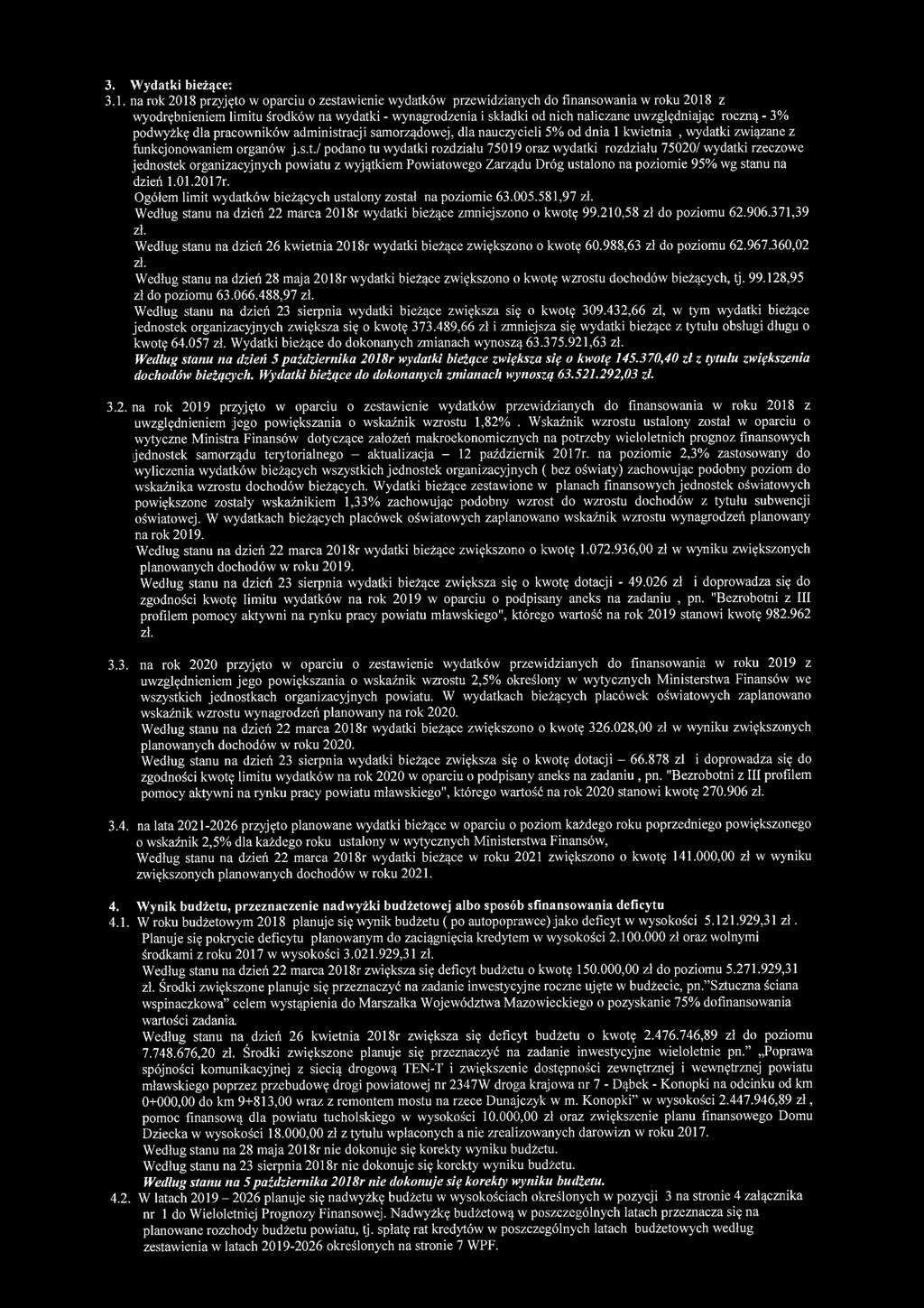3. Wydatki bieżące: 3.1.