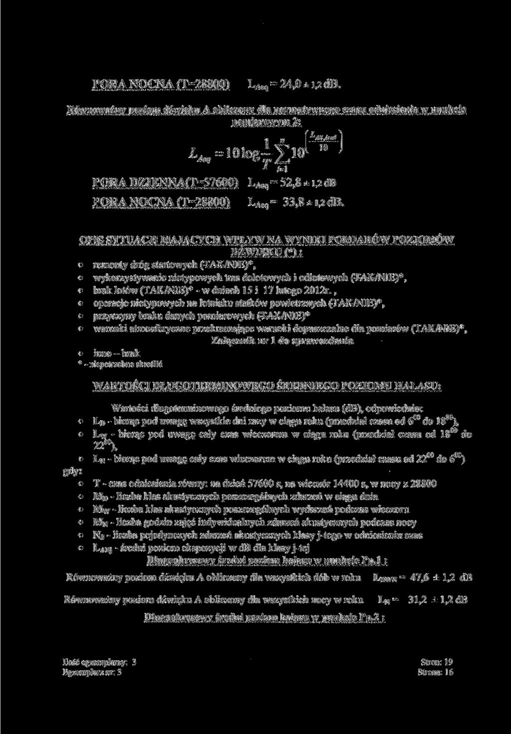 PORA NOCNA (7=88) Aeq = 4, ±, db.