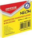 Bloczek zawiera 00 karteczek. Wykonane z papieru (00% pulpa drzewna). Posiadają klej usuwalny za pomocą wody.