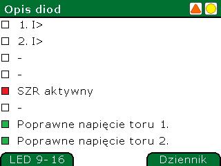 3.5. Opis diod Menu > Opis diod Sterownik wyposażono w zestaw trójkolorowych diod sygnalizacyjnych LED swobodnie programowalnych umieszczonych na płycie czołowej urządzenia.