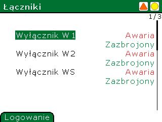 3.9.3. Łączniki Menu > Sterowanie > Łączniki W oknie widoczne są wszystkie łączniki, znajdujące się na aktywnym profilu wraz z ich stanem. Po wybraniu żądanego łącznika i naciśnięciu Sterowanie.