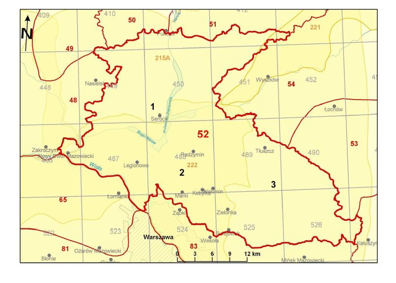 Ryc. Nr 17. i 18. Gmina Somianka. Mapa jednolitych części wód podziemnych JZWPd 52 oraz profile przedstawiające warstwę wodonośną. Źródło PIG Państwowa Służba Hydrologiczna (PIH).
