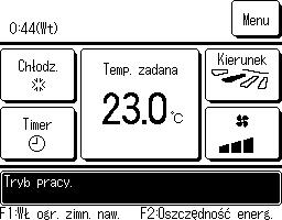 Włączanie/wyłączanie funkcji ograniczenia zimnego nawiewu (do użytku panelu z ograniczeniem zimnego nawiewu) Ograniczenie zimnego nawiewu można włączyć/wyłączyć (uruchomić/zatrzymać) jednym