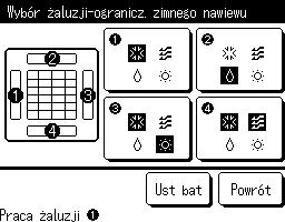 2 Wybrać numer otworu nawiewowego, dla którego ma zostać ustawiona ograniczenie zimnego nawiewu.