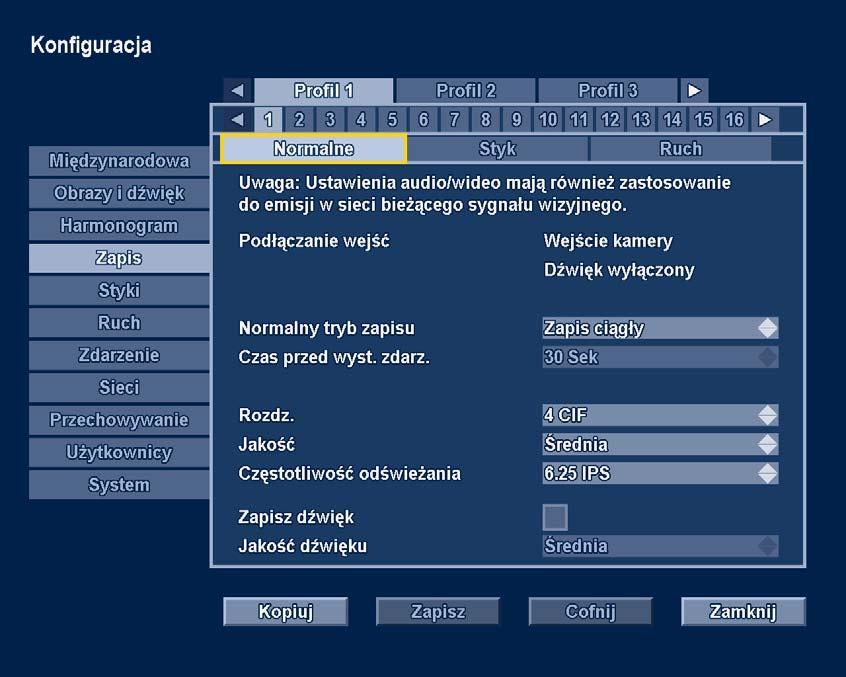 Divar XF Menu konfiguracji zaawansowanej pl 65 3. Przejdź w dół do harmonogramu. Za pomocą przycisków strzałek i przycisku Enter lub myszy narysuj obszar aktywny. 4.