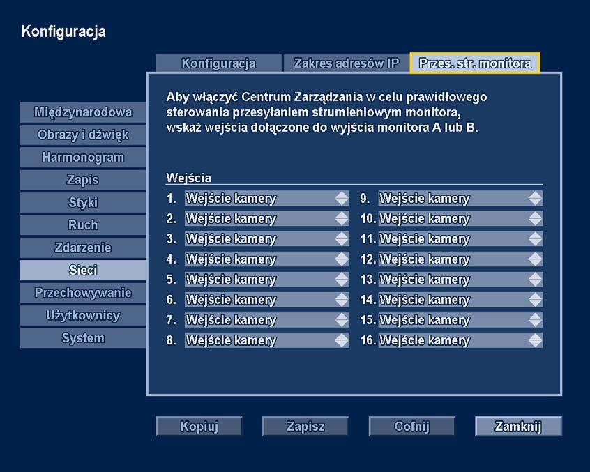 74 pl Menu konfiguracji zaawansowanej Divar XF Illustracja 6.10 Menu Sieć Przes. str. monitora 6.9 