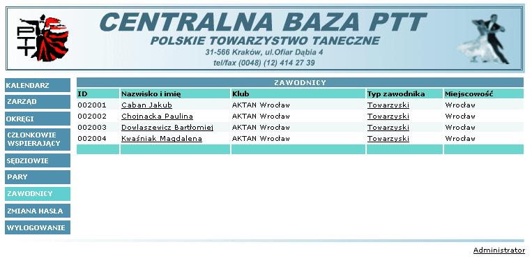 Wiersz z nazwiskiem zawodnika może przyjmować różne kolory w zależności od następujących sytuacji: - delikatny żółty brak podstawowych danych do wyrobienia karty (brak zdjęcia albo daty urodzenia w
