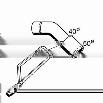 Jeśli rura kanalizacyjna ma średnicę tylko 40 mm, należy odciąć łuk odpływowy.