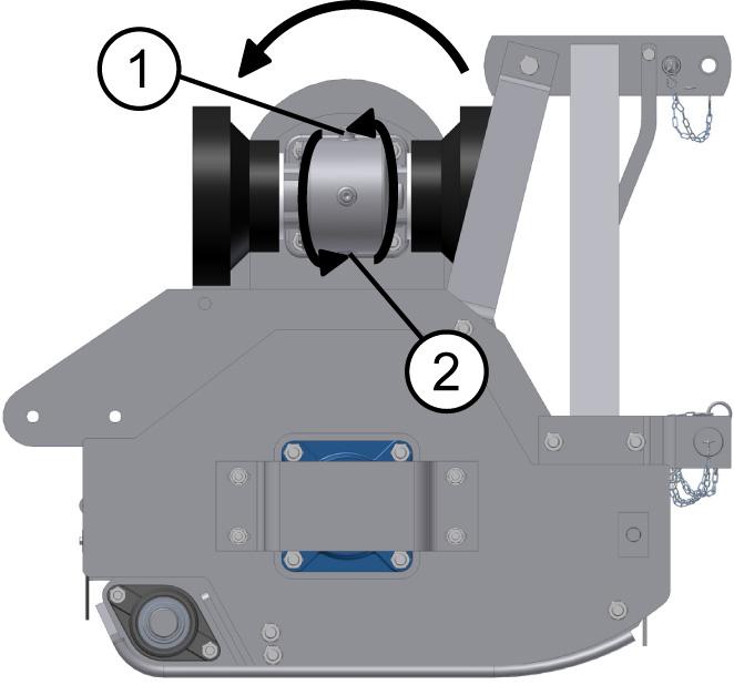W przypadku odwrotnego kierunku obrotu WOM ciągnika należy zdemontować i odwrócić przekładnię pamiętając o zamianie zaślepki () i korka odpowietrzającego () znajdujących się na górnej i dolnej