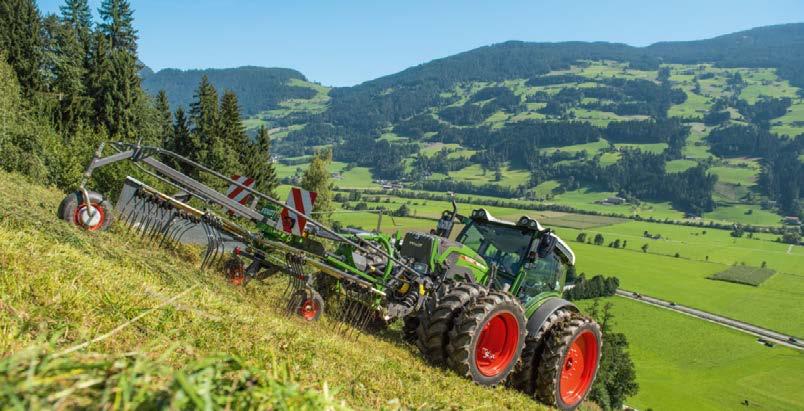 FENDT 200 VARIO: UKŁAD HYDRAULICZNY Prawdziwie imponująa maszyna zawsze znajdzie rozwiązanie każdeo problemu. Przedni TUZ z funkją składania ramion dolnyh.