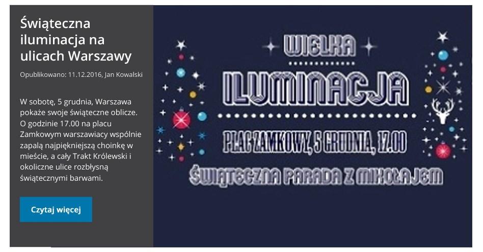 ELEMENTY STRONY - Wyróżnienie wybranych treści - wydarzenia promowane Miasta Stołeczne Warszawa - Księga Identyfikacji Wizualnej Portalu Miejskiego Strona 22 Drugim sposobem podkreślenia ważnych dla