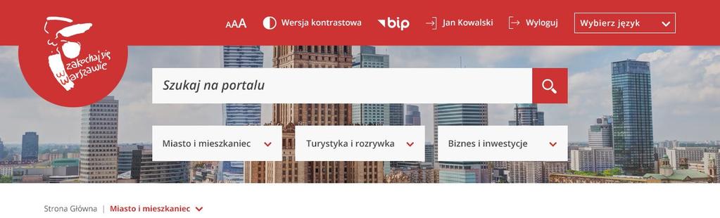 ELEMENTY STRONY - breadcrumbs Miasta Stołeczne Warszawa - Księga Identyfikacji Wizualnej Portalu Miejskiego Strona 28 Breadcrumbs to forma nawigacji w serwisie pozwalająca użytkownikowi na