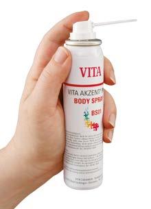 VITA AKZENT Plus Zastosowanie GLAZE / GLAZE LT / BODY SPRAY VITA AKZENT Plus GLAZE/GLAZE LT / BODY SPRAY Alternatywą dla mas glazury w postaci proszku i pasty może być zastosowanie mas w sprayu.