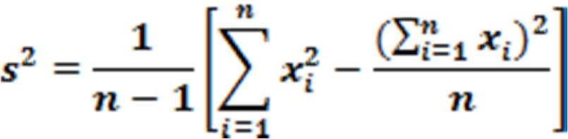 Pratyczne sposoby obliczania wariancji Wariancja z próby (n-elementowej): s n i n i x średnia ( x x) Wariancja z