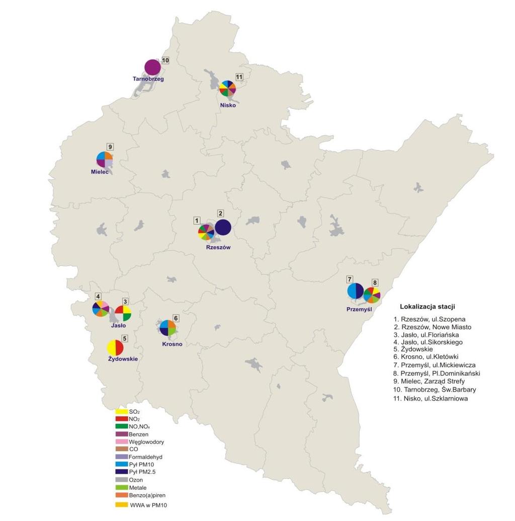 MONITORING POWIETRZA ATMOSFERYCZNEGO NA TERENIE WOJEWÓDZTWA PODKARPACKIEGO Województwo podkarpackie podzielone na 2 strefy POWIETRZE ATMOSFERYCZNE miasto Rzeszów podkarpacka (pozostała część