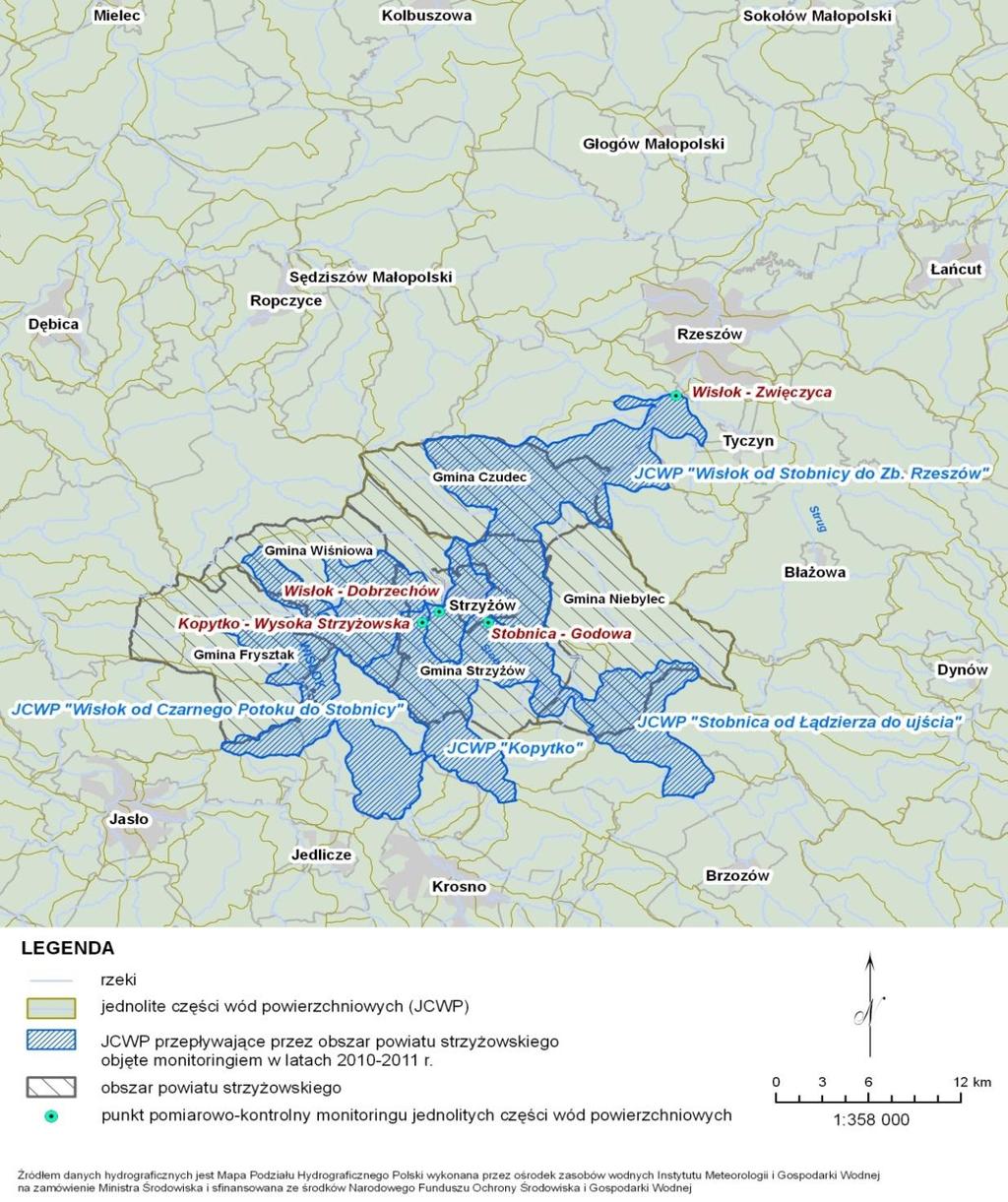 MONITORING JEDNOLITYCH CZĘŚCI WÓD POWIERZCHNIOWYCH BADANIA MONITORINGOWE JEDNOLITYCH CZĘŚCI WÓD POWIERZCHNIOWYCH NA TERENIE POWIATU STRZYŻOWSKIEGO W 211 ROKU Badaniami objęto następujące jednolite