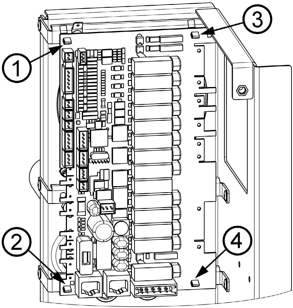 Dokumentacja techniczna I Okap kuchenny Vision Vent 2 I Transport i instalacja Rysunek 12: Rozmieszczenie plastikowych wsporników Przykręcić szynę DIN wraz z bezpiecznikiem i zaciskami z zespołu