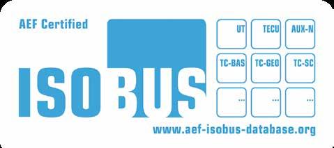 ISOBUS funkcjonalności Agricultural Industry Electronics Foundation Etykieta certyfikacji AEF Nowa etykieta certyfikacji AEF potwierdza, że komponenty ISOBUS zostały przetestowane w ramach
