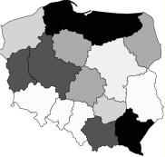 Starzenie się ludności Polski w przekroju regionalnym 87 stek, która odznaczała się relatywnie wysoką dynamiką zmian, położona była w części Polski północnej i południowo-zachodniej, a te o