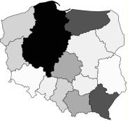 województwa charakteryzujące się wysokimi wartościami tego wskaźnika rozlokowane były głównie w części wschodniej i środkowo-zachodniej kraju.