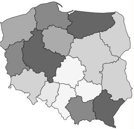 Województwa charakteryzujące się podobną strukturą wieku ludności były rozlokowane w różnych częściach kraju. Większość z nich, odznaczająca się relatywnie młodą strukturą wieku, tj.