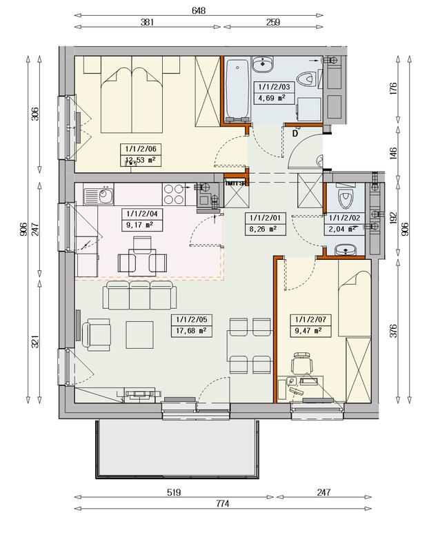 P4 I PIĘTRO P4-1/2/4/3k 63,30 m 2 P4-1/2/5/3k 63,19 m