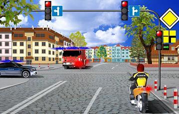 samochód straży pożarnej samochód osobowy motorower c.