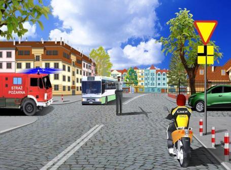 samochód straży pożarnej motorower samochód osobowy i tramwaj c. samochód straży pożarnej tramwaj i samochód osobowy motorower 10.