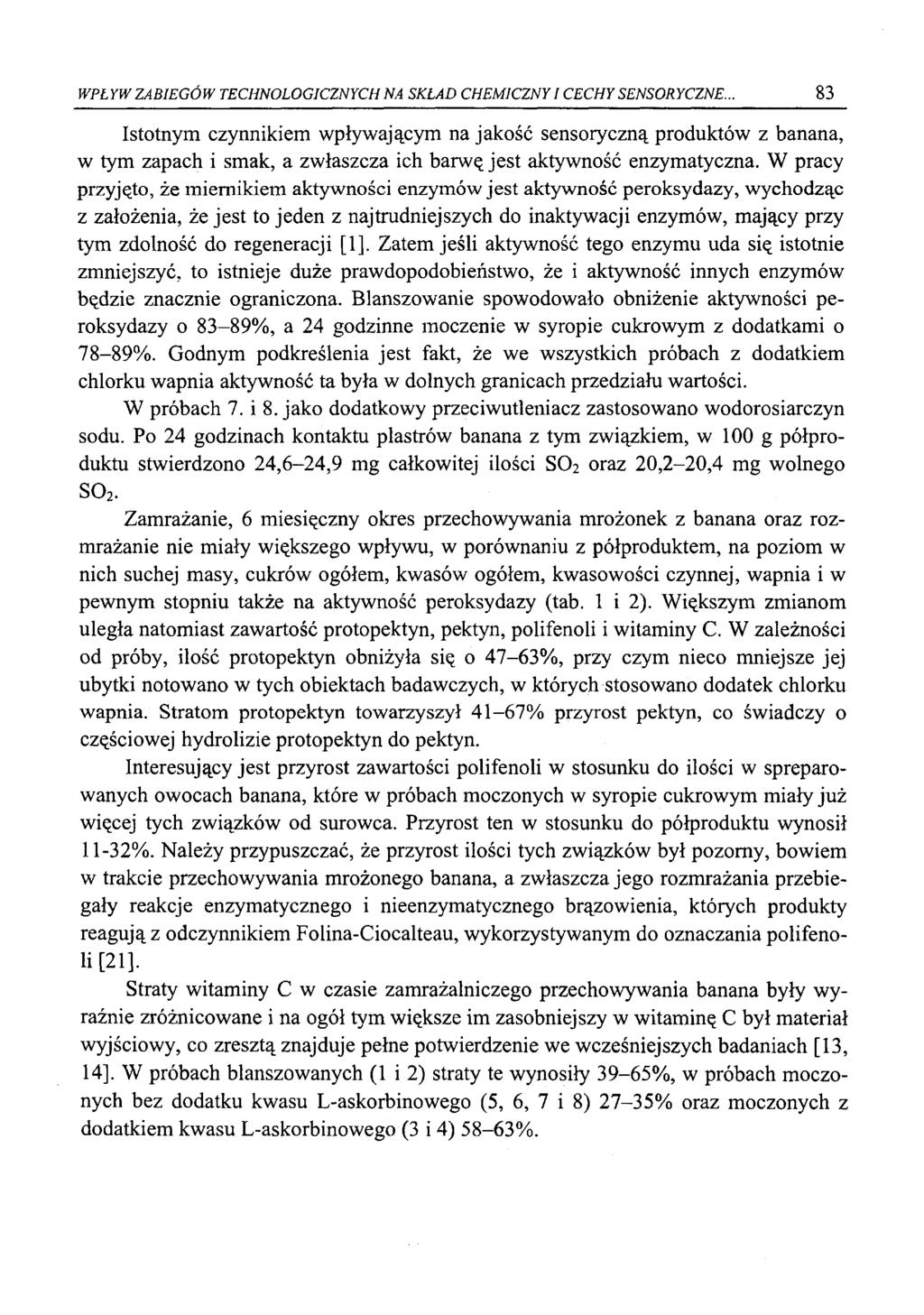 WPŁYW ZABIEGÓW TECHNOLOGICZNYCH NA SKŁAD CHEMICZNY I CECHY SENSORYCZNE.