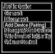 Ekran menu dla urządzeń audio jest wyświetlany na wyświetlaczu. 3 Wybierz [Add Device (Pairing).