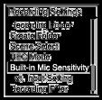 Wybór poziomu czułości wbudowanych mikrofonów (Built-In Mic Sensitivity) Poziom czułości wbudowanych mikrofonów można samodzielnie ustawić.