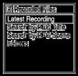 Okno wyświetlacza podczas wyświetlania informacji o kategoriach wyszukiwania plików Po wybraniu [ Recorded Files] lub [ Music] w menu HOME w oknie wyświetlacza pojawią się kategorie wyszukiwania
