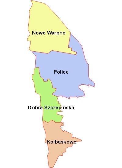 Rysunek 1 Położenie gminy na tle powiatu polickiego - źródło: