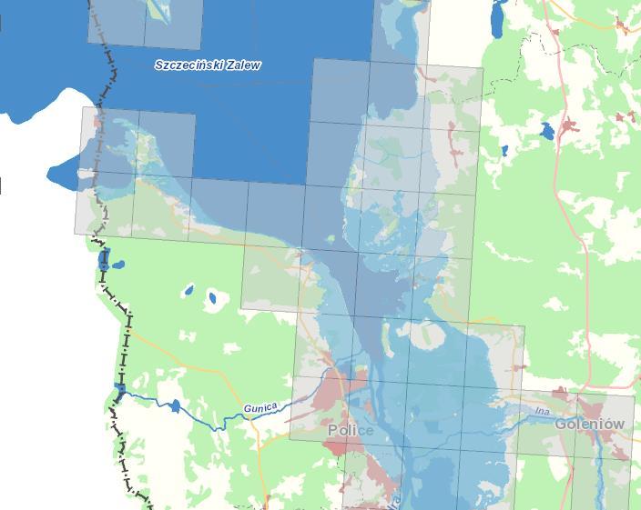 Rysunek 18- Mapa obszarów zagrożenie powodziowego wodami 0,2%. Źródło: Hydroportal, mapy zagrożenia powodziowego http://mapy.isok.gov.